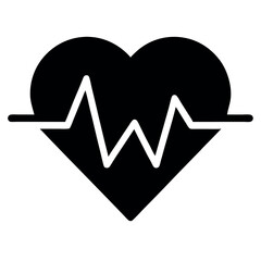 Heart rate monitor silhouette vector &ndash; solid black icon for medical use