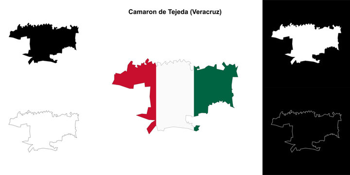 Camaron de Tejeda municipality (Veracruz) outline map set