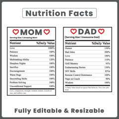 Obraz premium mom ,dad nutrition facts dad nutrition facts mom nutrition facts nutrition facts parents nutrition facts