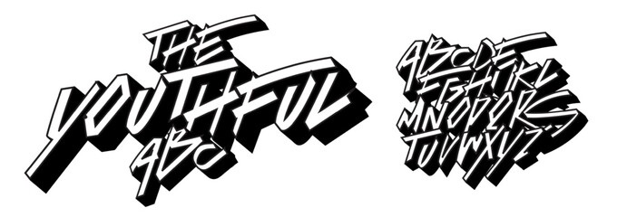 Street graffiti alphabet, edgy urban letters, rebellious youth font for bold street branding, hype headline, gritty typography, expressive typographic design. Vector typeset. © artyway