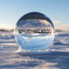 glass globe on blue background