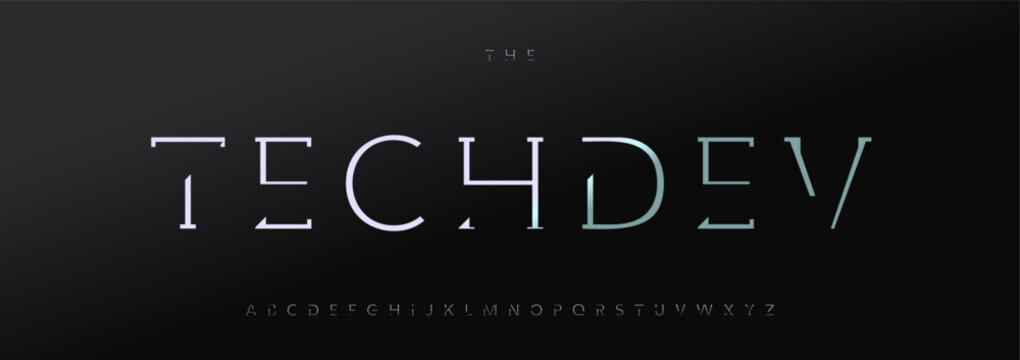 Modern futuristic alphabet, minimalist geometric letters, sleek sci-fi font for digital product branding, innovative UI headline, cyberpunk typography, high-tech typographic design. Vector typeset.