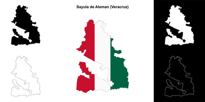 Sayula de Aleman municipality (Veracruz) outline map set