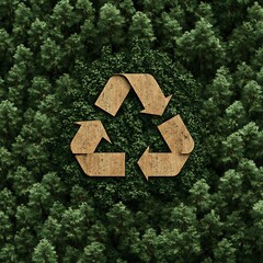 Recycle symbol in forest background