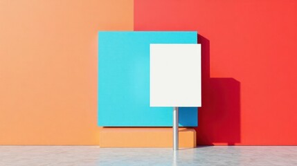 Blank Signage Mockup Against Colorful Background A Modern Minimalist Design for Advertising and Branding Purposes
