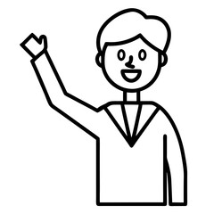 Obraz premium Teacher-hand-raising Vector Printable Graphic Design for Teachers' Appreciation