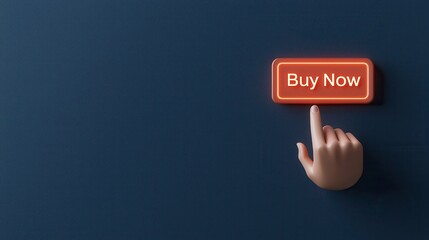 Hand Pointer on Dark Background with Neon Buy Now Button