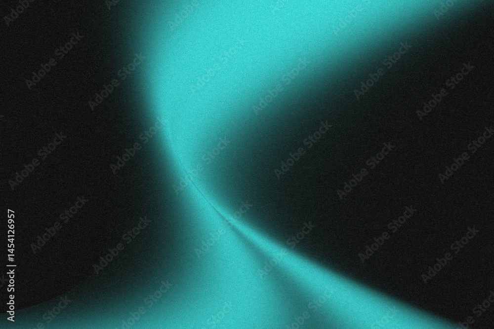 Poster abstract teal curve on black background.