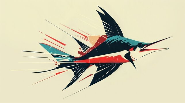Flat vector design of a sailfish with sharp lines