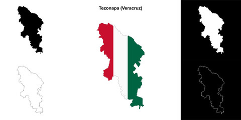 Tezonapa municipality (Veracruz) outline map set