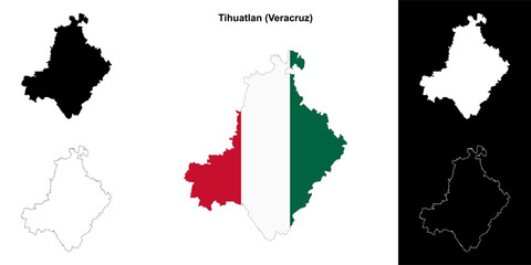 Tihuatlan municipality (Veracruz) outline map set