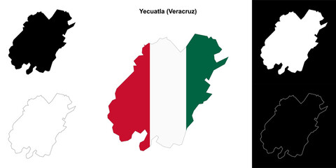 Yecuatla municipality (Veracruz) outline map set