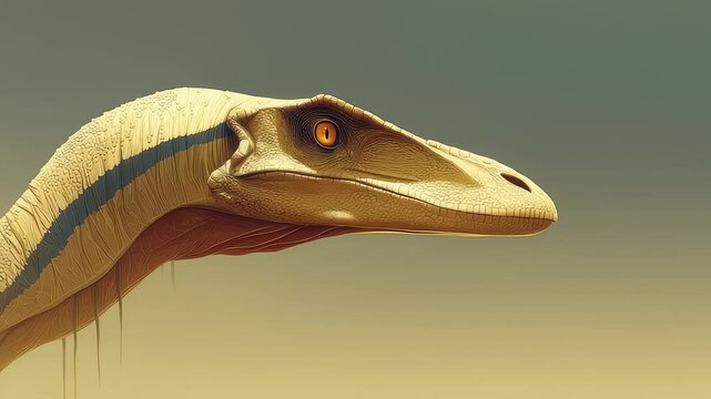 Dinosaur in desert with slow head turn