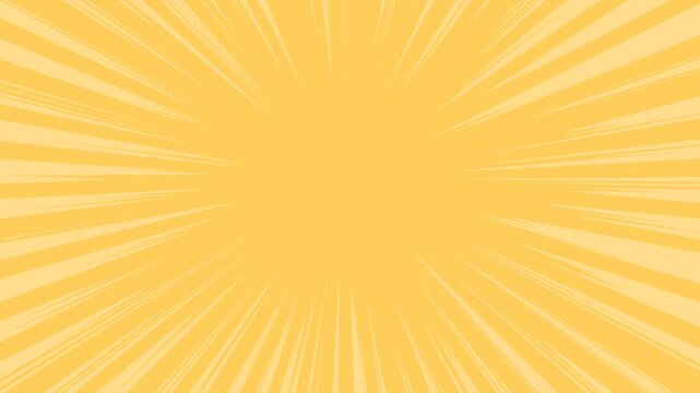 Cartoon background animation with yellow striped rays with retro concept