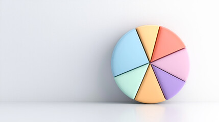 Fototapeta premium A vibrant pie chart in pastel colors against a simple background.