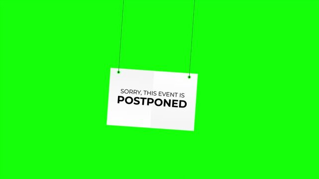 Event Postponed Notification Banner with 'Sorry, This Event is Postponed' Text – Announcement Design Element
