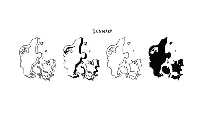 シンプルな立体のデンマークの地図の手書きベクターイラスト2