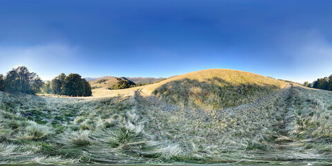 Full Spherical panorama of mountain hills and clear sky