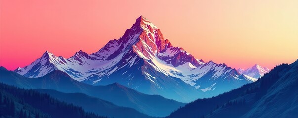 Modern line art mountain illustration Creative print, contemporary aesthetic , minimal, outdoor