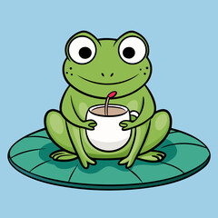 green frog sitting on a leaf