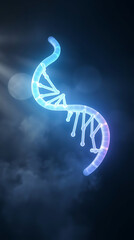 Obraz premium Luminous Helix: Glowing DNA Structure on Dark Background