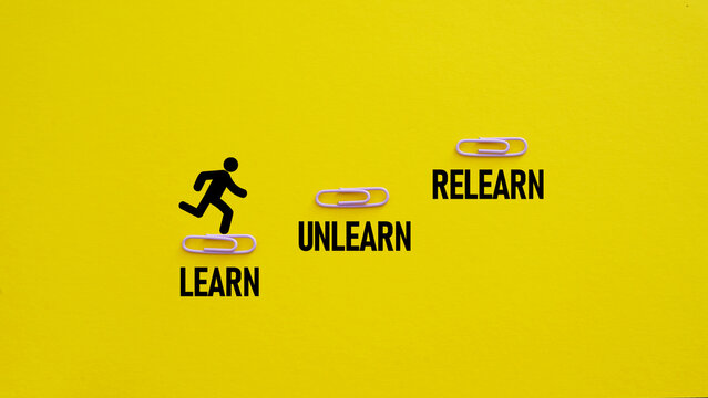 Learn Unlearn Relearn is shown as educational concept