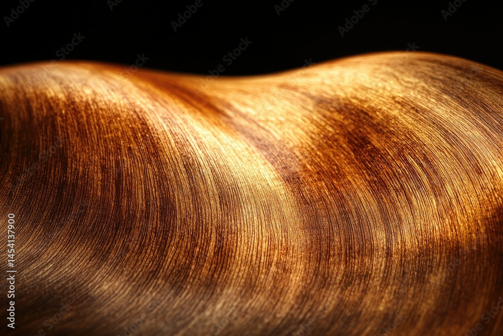 Poster Abstract image of a wavy, dark golden surface with visible wood grain texture.