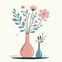 Vector illustration of a flower vase with beautiful flowers