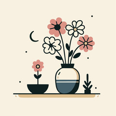 vector illustration of a vase with flowers