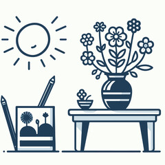 Vector illustration of a flower vase with beautiful flowers