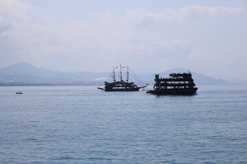 Old sailing ship. High quality photo