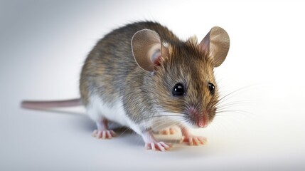 Small brown mouse, alert and facing forward
