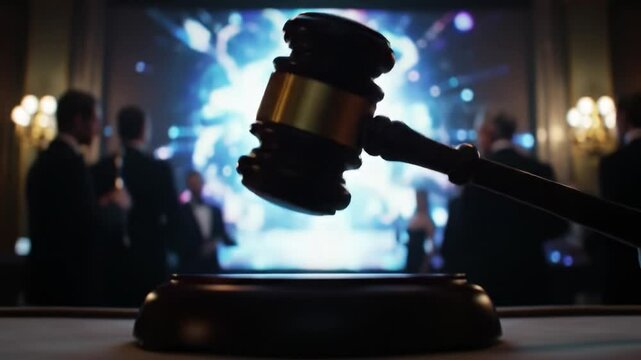 Exciting moments during a thrilling charity auction event in an elegant venue with vibrant presentations