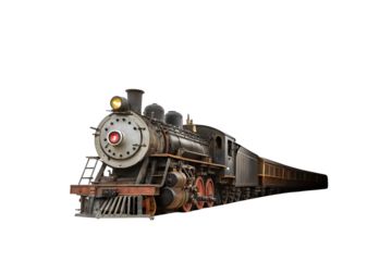 an old steam train goes into the tunnel emitting steam white Background  Ai generate