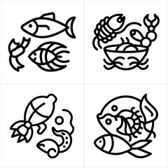 seafood icon set

