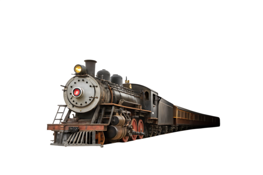 an old steam train goes into the tunnel emitting steam white Background  Ai generate