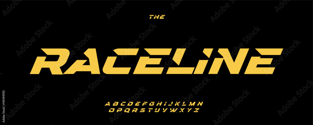 Poster slanted race alphabet, dynamic angular letters, bold fast font for adrenaline-fueled branding, high-