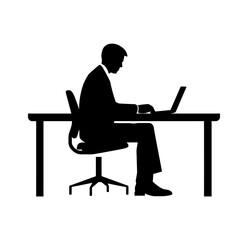 Business Professional Silhouette at Computer