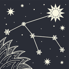 Fototapeta premium Constellation Star Pattern in Line Art Vector for Astrology Themes