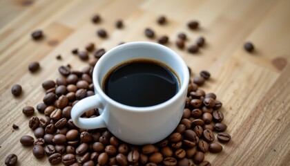 Fototapeta premium Brewing fresh coffee kitchen food photography cozy environment top-down view morning ritual