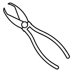 Forceps vector line art on white background