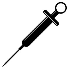 Surgical Needle vector silhouette on white background