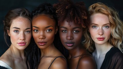 Obraz premium Multiethnic Women in Studio Setting