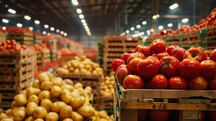 Potatoes and Tomatoes in Warehouse