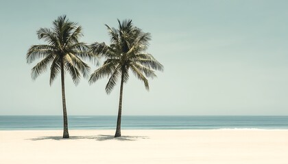 Tropical Beach Palms, Calm Sea