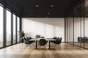 Fototapeta premium Modern conference room with city view (1)