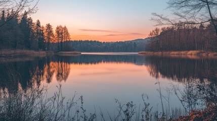 Fototapeta premium Serene lake at dawn