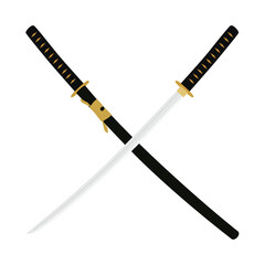 Naklejka premium Crossed katana sword. Samurai sword. Traditional asian ninja weapon