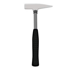 Iron hammer with black handle vector icon isolated, working tool