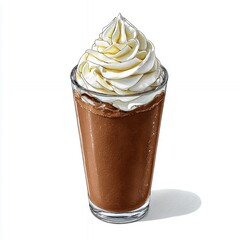 Chocolate Beverage with Whipped Cream in Clear Glass